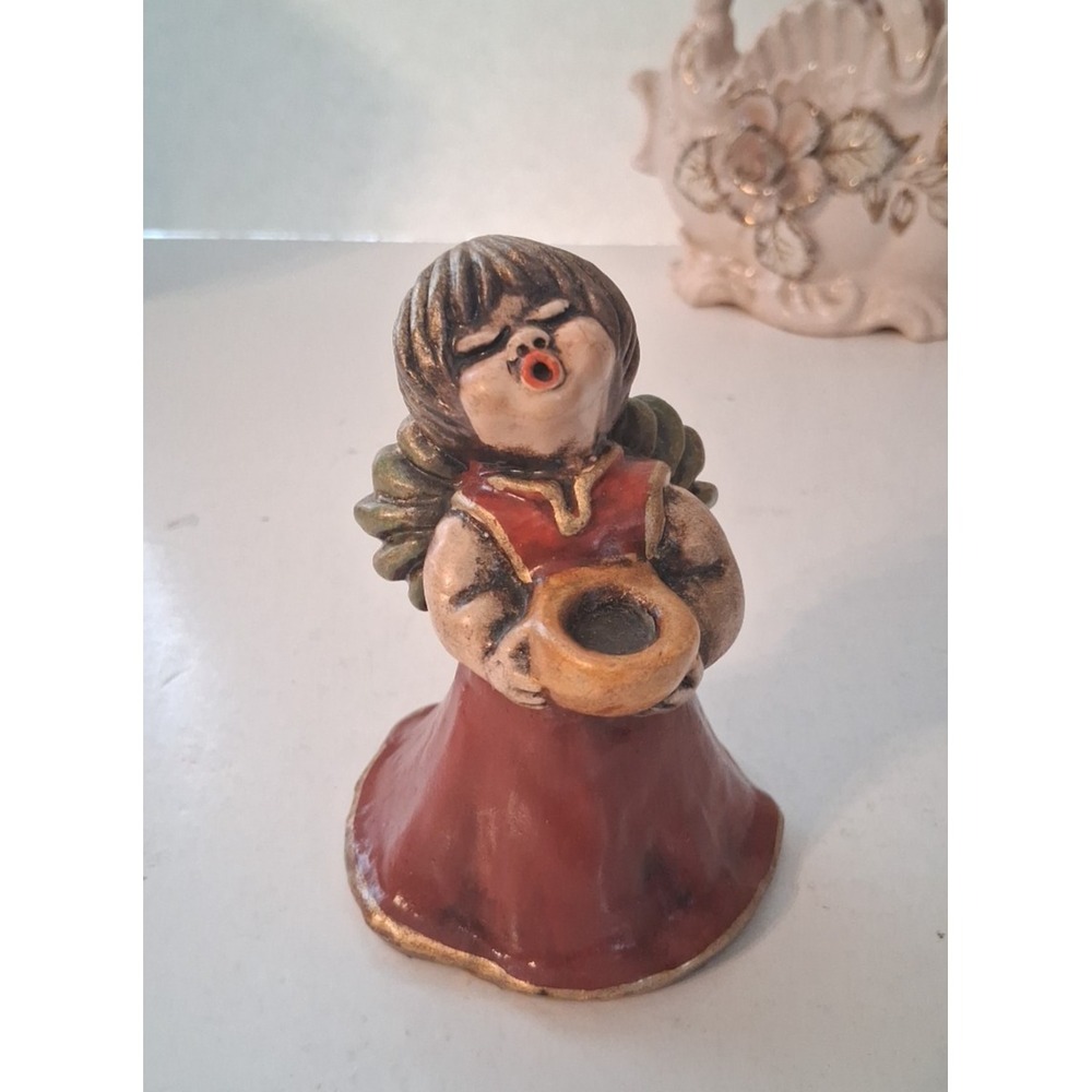 VTG Bozner Engel Thun Singing Angel Figurine Christmas Candle Holder Italy ‏ 4"